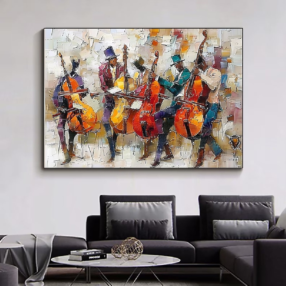 Musik-Ölgemälde, handgefertigte abstrakte Arthritis-Gemälde auf Leinwand, handgemaltes reich strukturiertes Acryl-Ölgemälde, moderne Musik-Gemälde, Wandkunst, handgemaltes Kunstwerk für die Lightinthebox