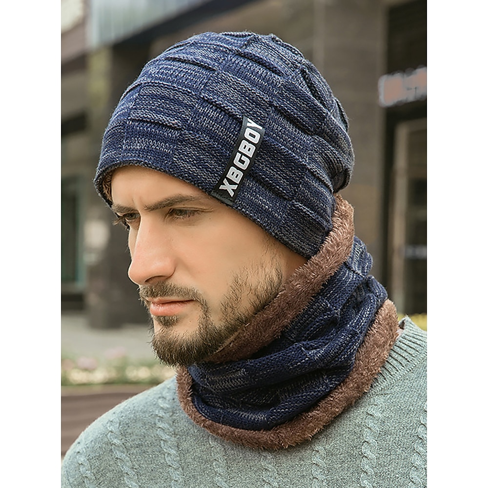 Winter-Set aus Strickmütze und Schal für Herren - warmes Fleecefutter, stylisches, lässiges Design für Komfort bei kaltem Wetter Lightinthebox