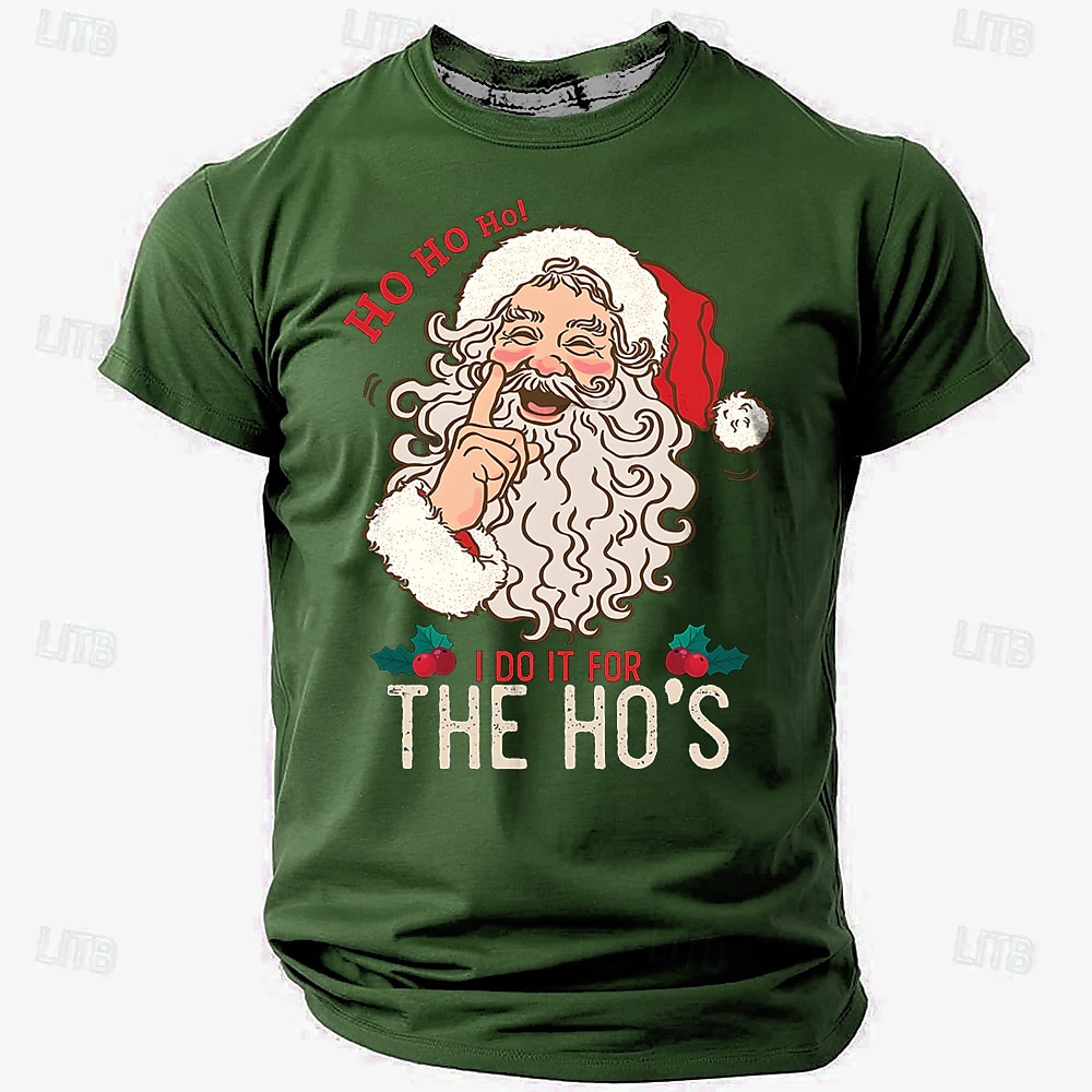 Weihnachten Lustige Weihnachts-3D-T-Shirts für Herren Weihnachtsmann Retro Vintage Casual Streetstyle 3D-Druck T-Shirt Sport Outdoor Urlaub Schwarz Blau Grün Kurzarm Rundhals Lightinthebox