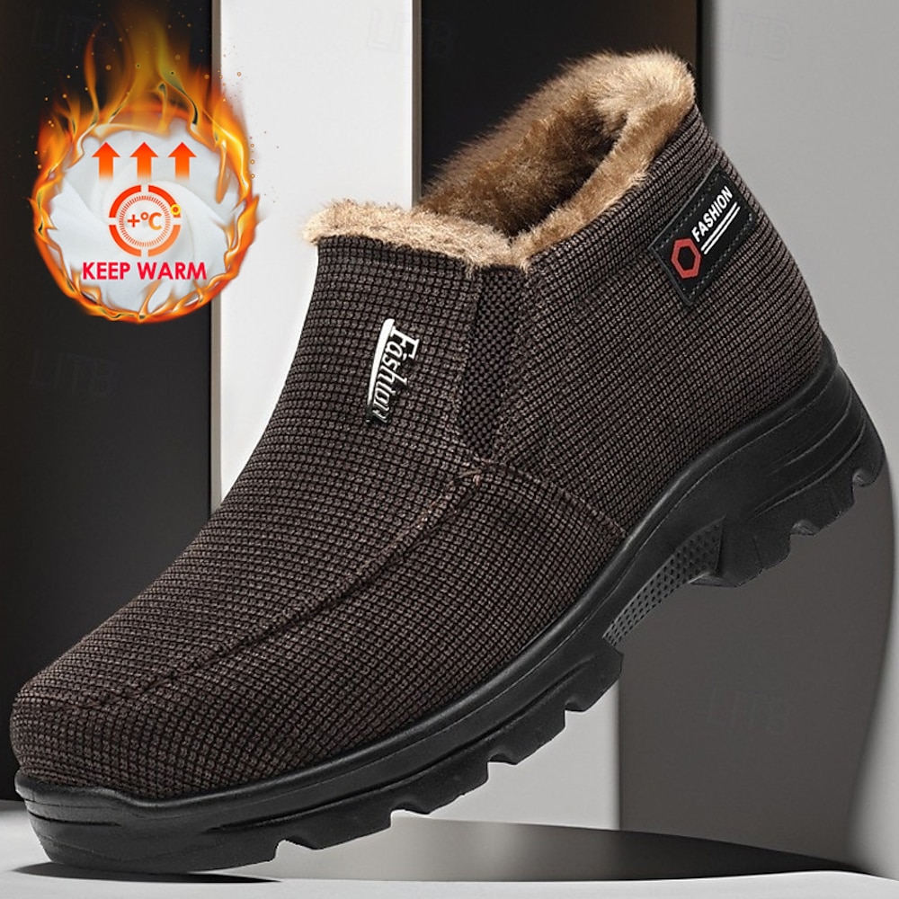 Herren Stiefel Winterstiefel Fleece-Futter PU Leder Stoff Komfortabel Rutschfest Halbschuhe Schwarz Braun Grau Lightinthebox