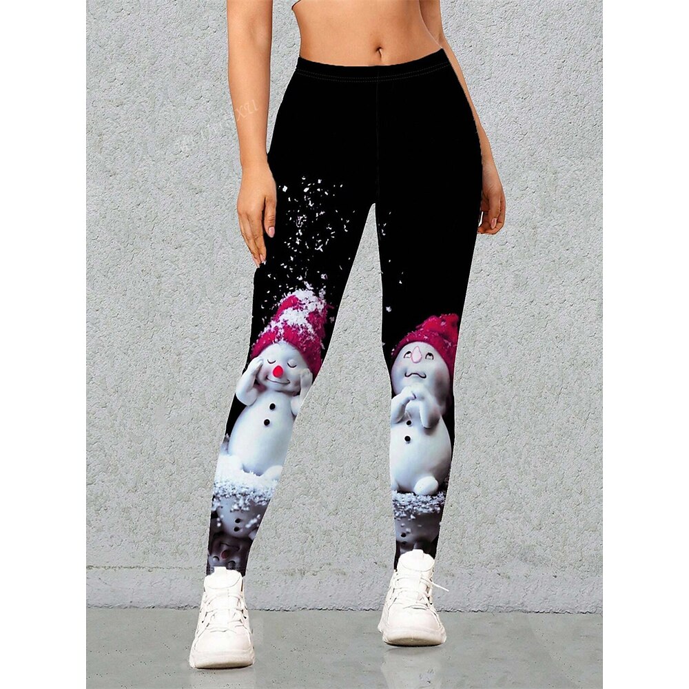 Damen Leggins Schneemann In voller Länge Schwarz Herbst Lightinthebox