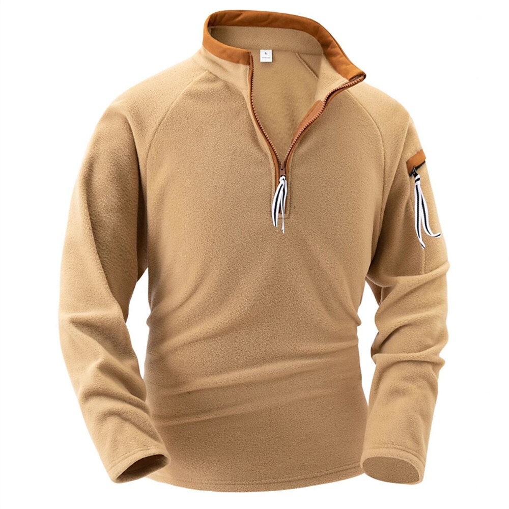 Herren Sweatshirt Pullover Sweatshirt mit Viertelreißverschluss Schwarz Armeegrün Blau Khaki Troyer Halber Reißverschluss Farbblock Sport Natur Täglich Festtage Polyester Strassenmode Brautkleider Lightinthebox