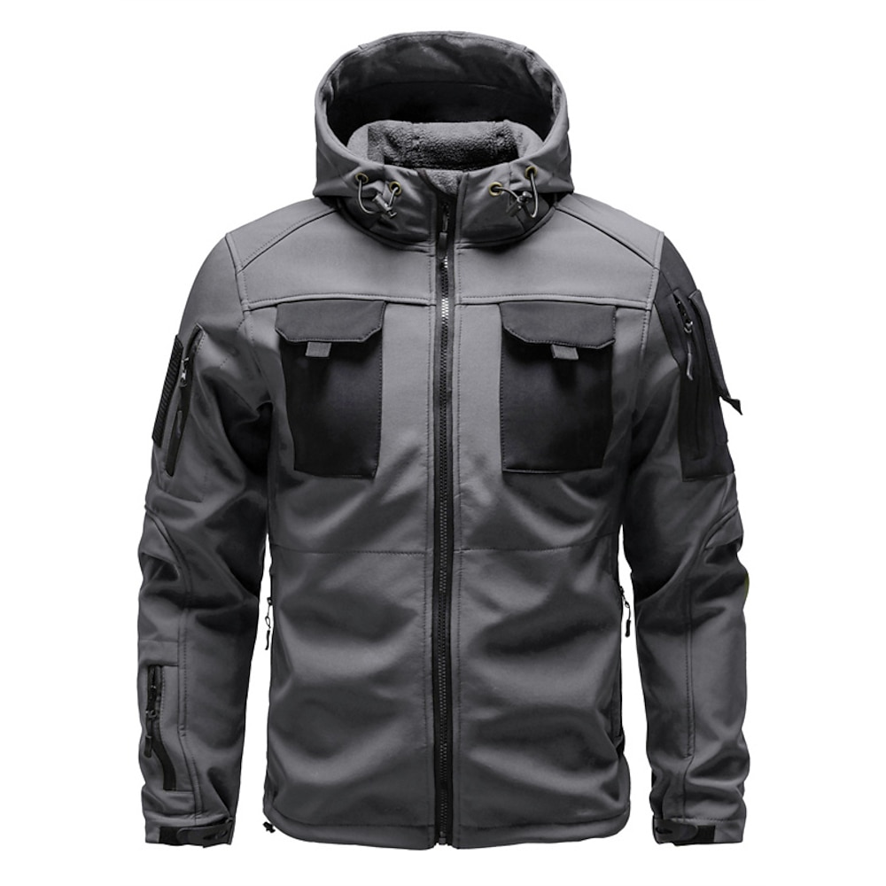 Herren Soft Shell Jacke Wanderjacke Winter Draussen Farbblock Windundurchlässig Wasserdicht Windbreaker-Jacke Reisen Schwarz Armeegrün Grau Lightinthebox