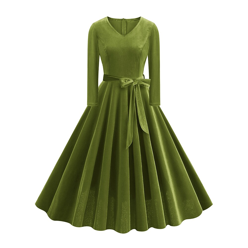 Retro Vintage 1950s Hepburn Cocktailkleid Vintage-Kleid Kleid Damen A-Linie Rundhalsausschnitt Karneval Casual Kleid Lightinthebox