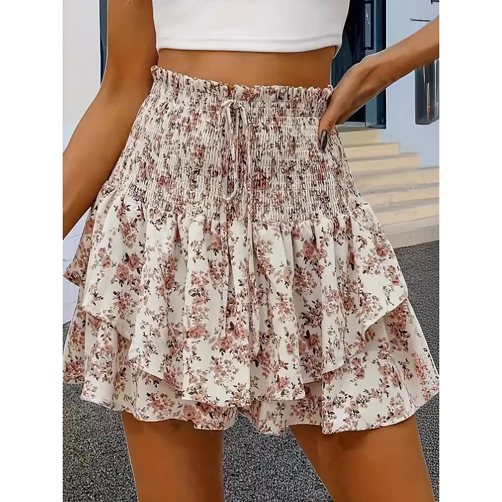 Damen Skort Blumen Kurz Weiß Sommer Lightinthebox