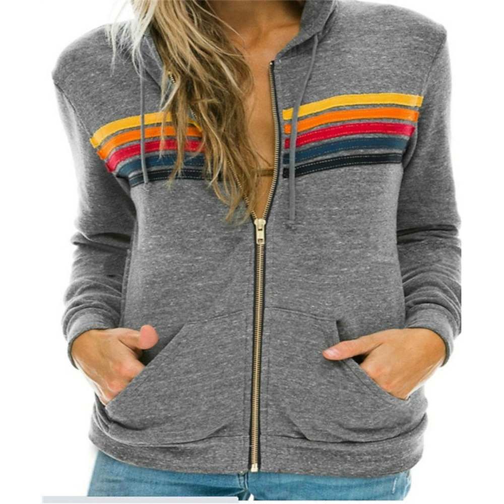 Damen Zip -up -Hoodie Sweatshirt Polyester Farbblock Mit Kapuze Langarm Herbst Winter Lightinthebox