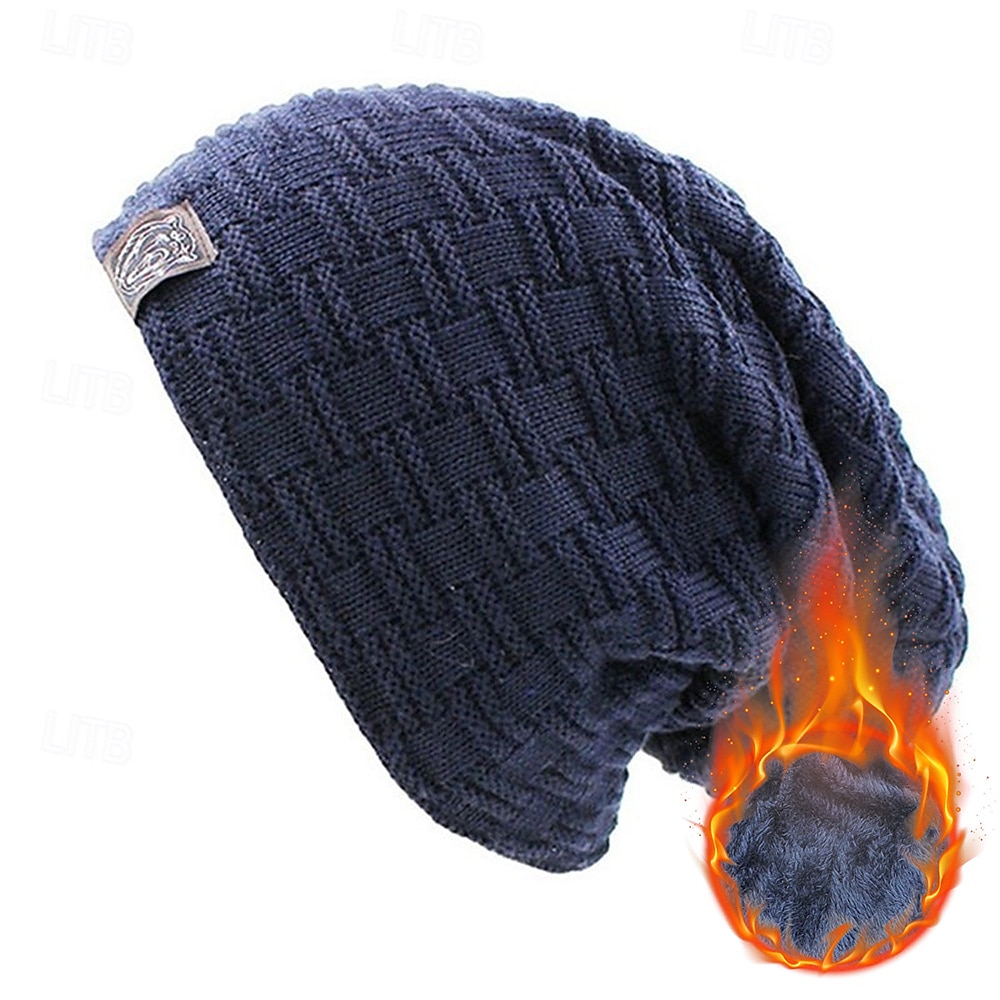 Herren Unisex Beanie Mütze Wintermützen Wollmützen 骷髅头毛线帽 Strickmütze Schwarz Wein Acrylfasern Strick Gemütlich Freizeitskleidung Ausgehen Solide / einfarbig Warm Lightinthebox