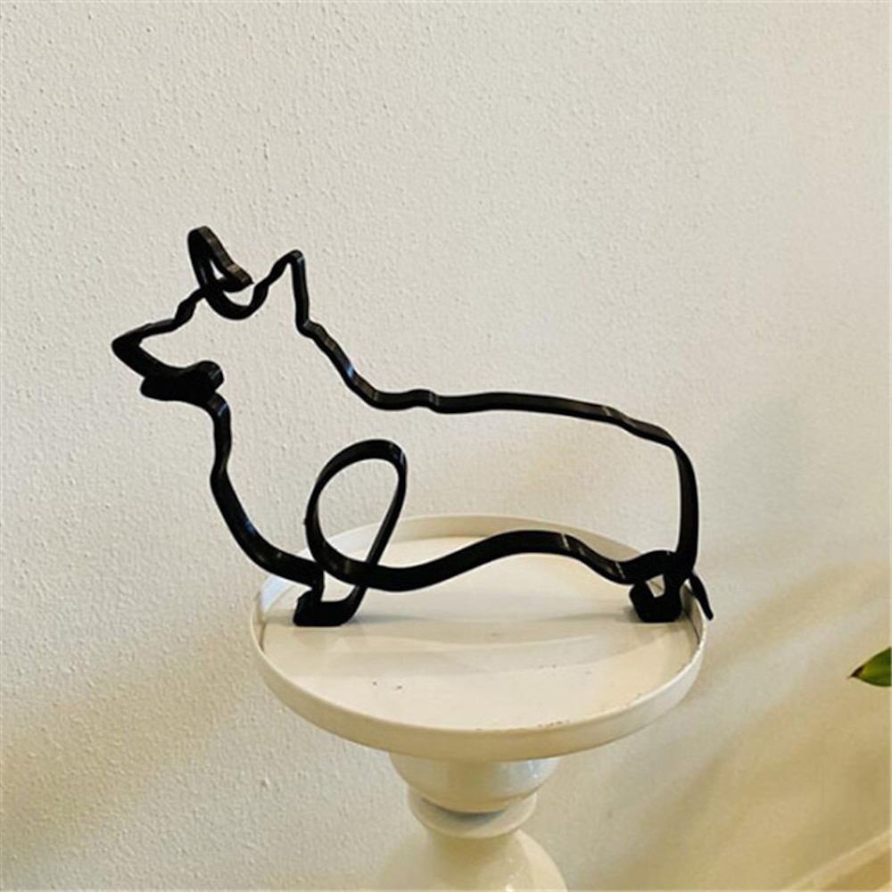 Minimalistische Kunstskulptur mit Hund, personalisierte abstrakte Metallskulptur aus Metall, kreative Statue für Wohnzimmer, Homeoffice, Schreibtisch, Wanddekoration Lightinthebox