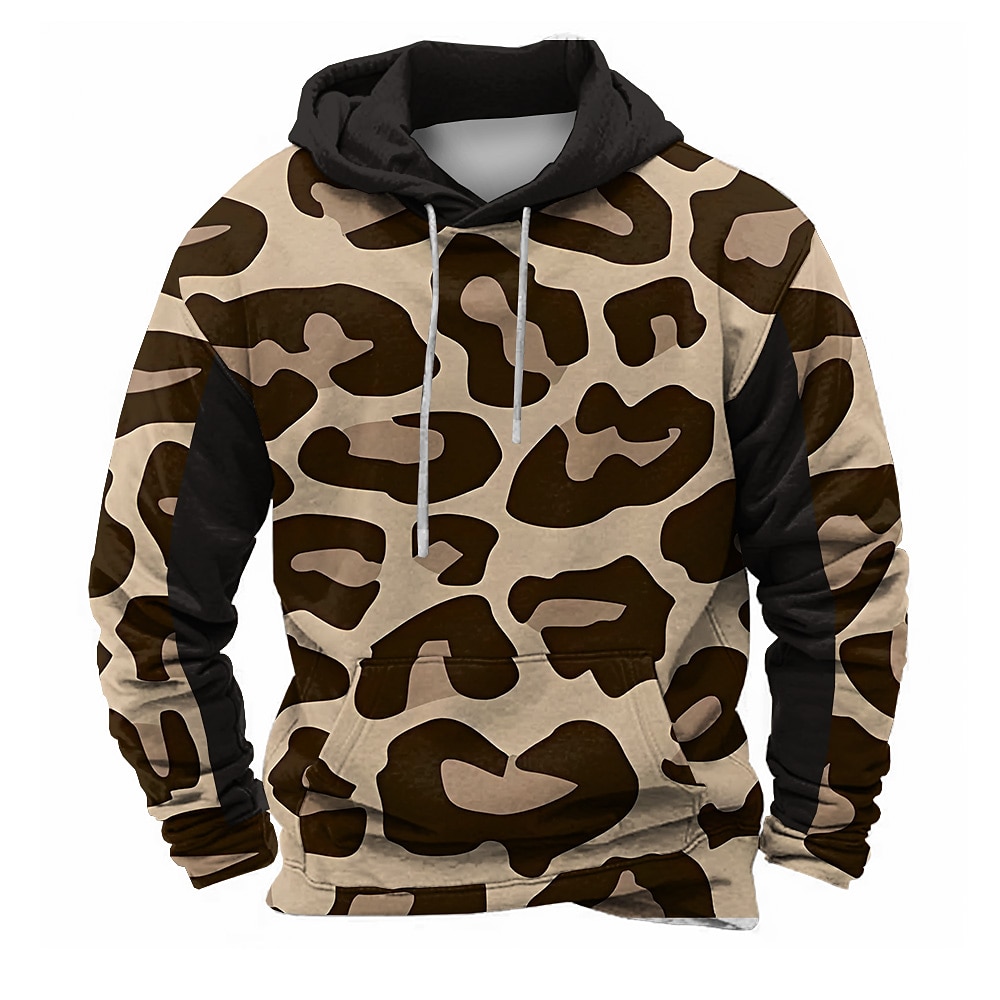 Herren Leopard-Druck camuflaje Hoodies Pullover Oberbekleidung Sweatshirt mit Kapuze Rundhalsausschnitt Modisch 3D-Druck Jagd Braun Kordelzug Herbst Winter Designer Lightinthebox