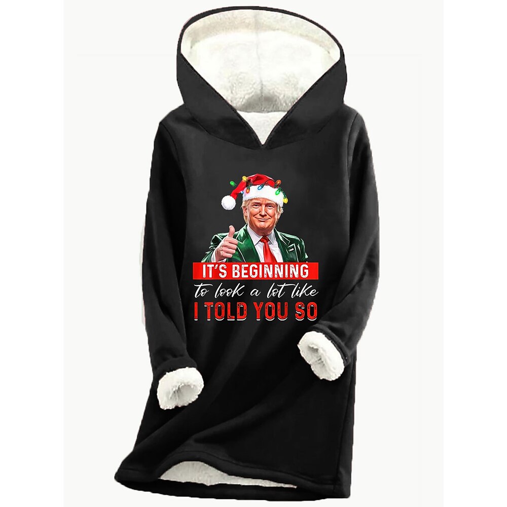 Damen Trump Hoodie Sweatshirt Polyester Fleece Buchstaben Weihnachten Street Alltagskleidung Print Casual Hoodie Langarm Mikro-elastisch Herbst Winter Lightinthebox