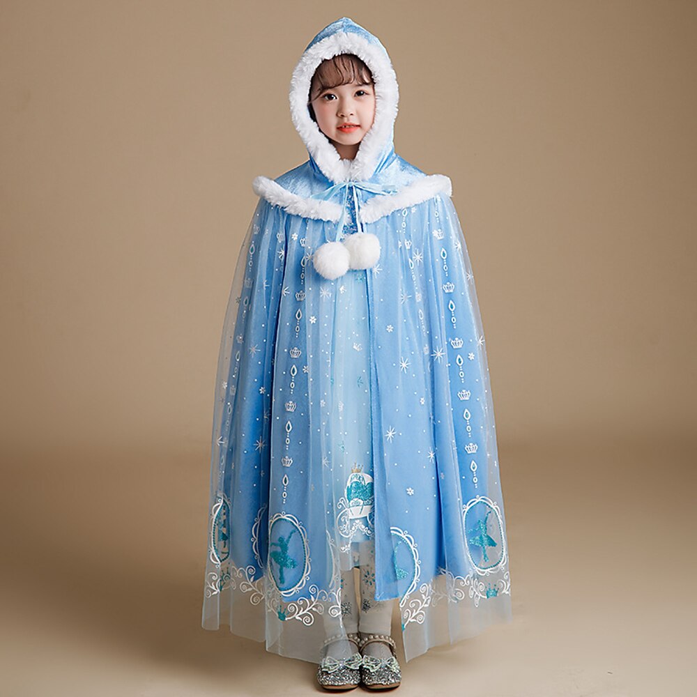 Frozen Prinzessin Märchen Elsa Mantel Umhang Motto-Party-Kostüm Mädchen Film Cosplay Cosplay-Kostüm Weihnachten Karneval Kindertag Leistung Geburtstag Lightinthebox