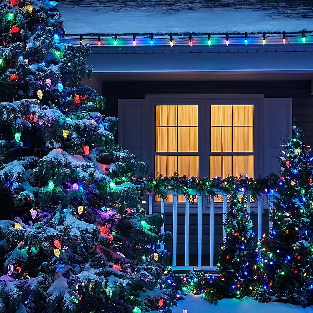 wasserdichte solarbetriebene Weihnachtslichterkette, 7 m lange Lichterkette mit 50 LEDs für die Außen-/Innenterrasse, den Balkon, den Baum, die Hochzeit Party-Dekor Lightinthebox