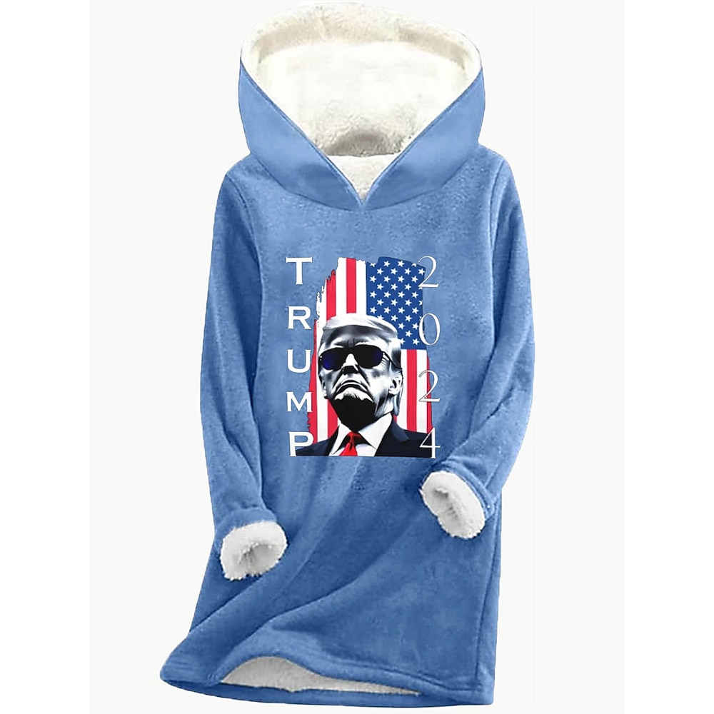 Damen Trump Hoodie Sweatshirt Polyester Fleece Grafik Street Alltagskleidung Print Casual Hoodie Langarm Mikro-elastisch Herbst Winter Lightinthebox