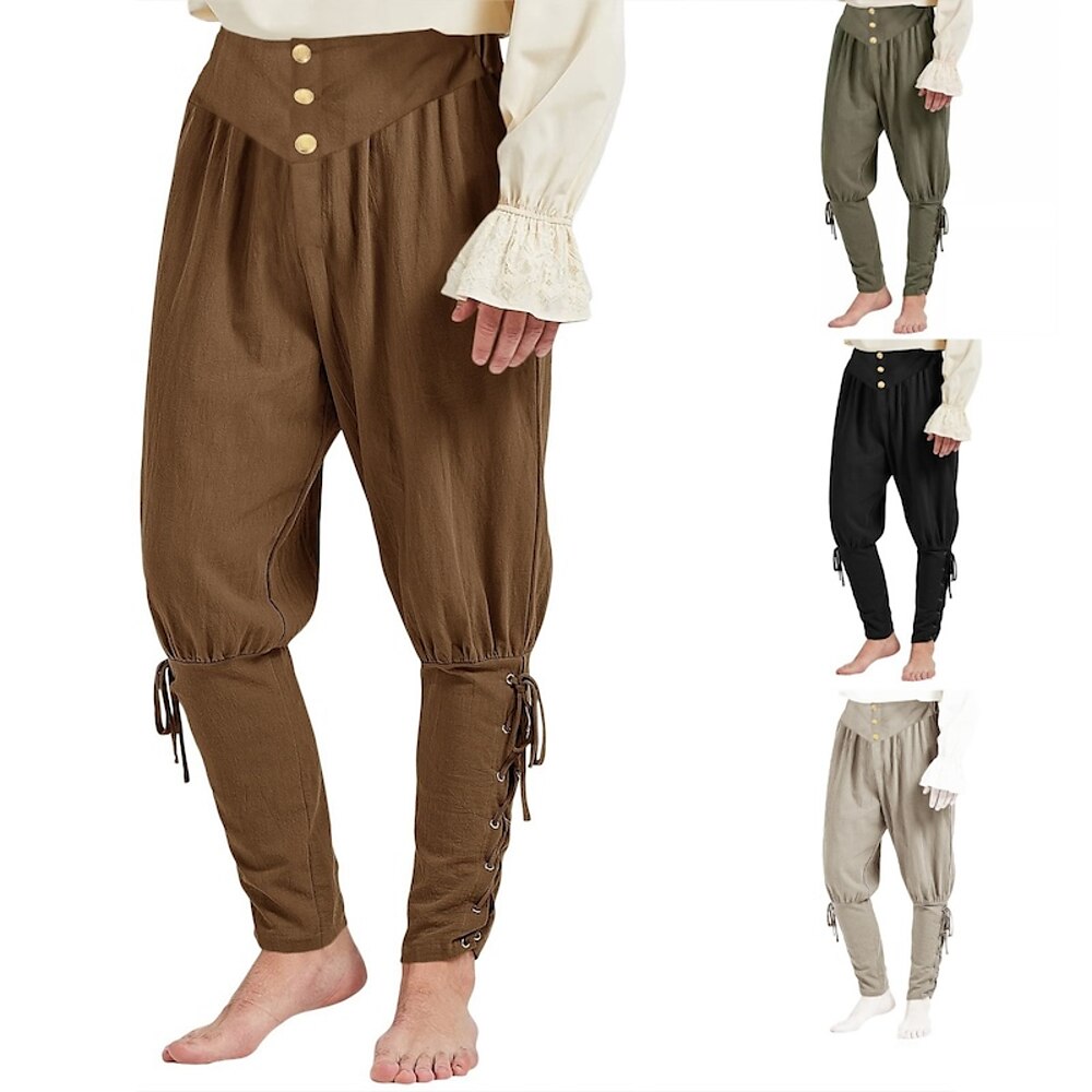 Retro Vintage Mittelalterlich Renaissance Piratenhose Seeräuber Ritter Ritter Vikinger Walhalla Herren Einfarbig Halloween Karneval Maskerade Karnival Leistung Bühne Erwachsene Hosen Ganzjährig Lightinthebox