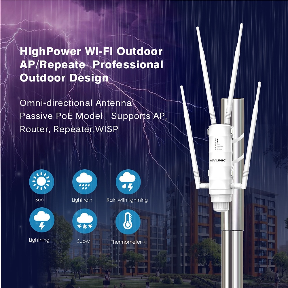 Outdoor-Router Dualband Hochleistungs-WLAN-AP/Range-Extender-Router mit PoE und Hochleistungsantennen US/EU-Plag Lightinthebox