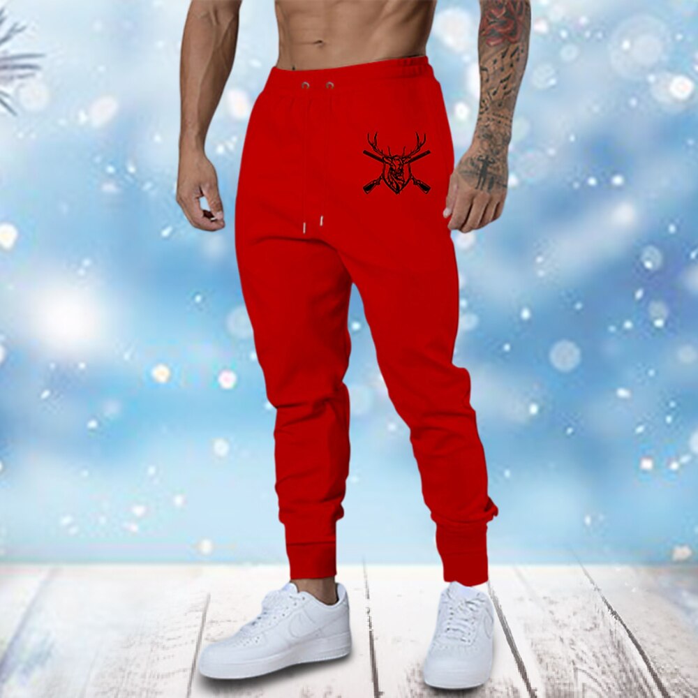 Herren Sportliche Hosen Jogginghose Trainingshose Jogginghose Jogger Hose Hosen Tasche Kordelzug Elastische Taille Hirsch Komfort Weihnachten Sports Outdoor Täglich Modisch Brautkleider schlicht Lightinthebox