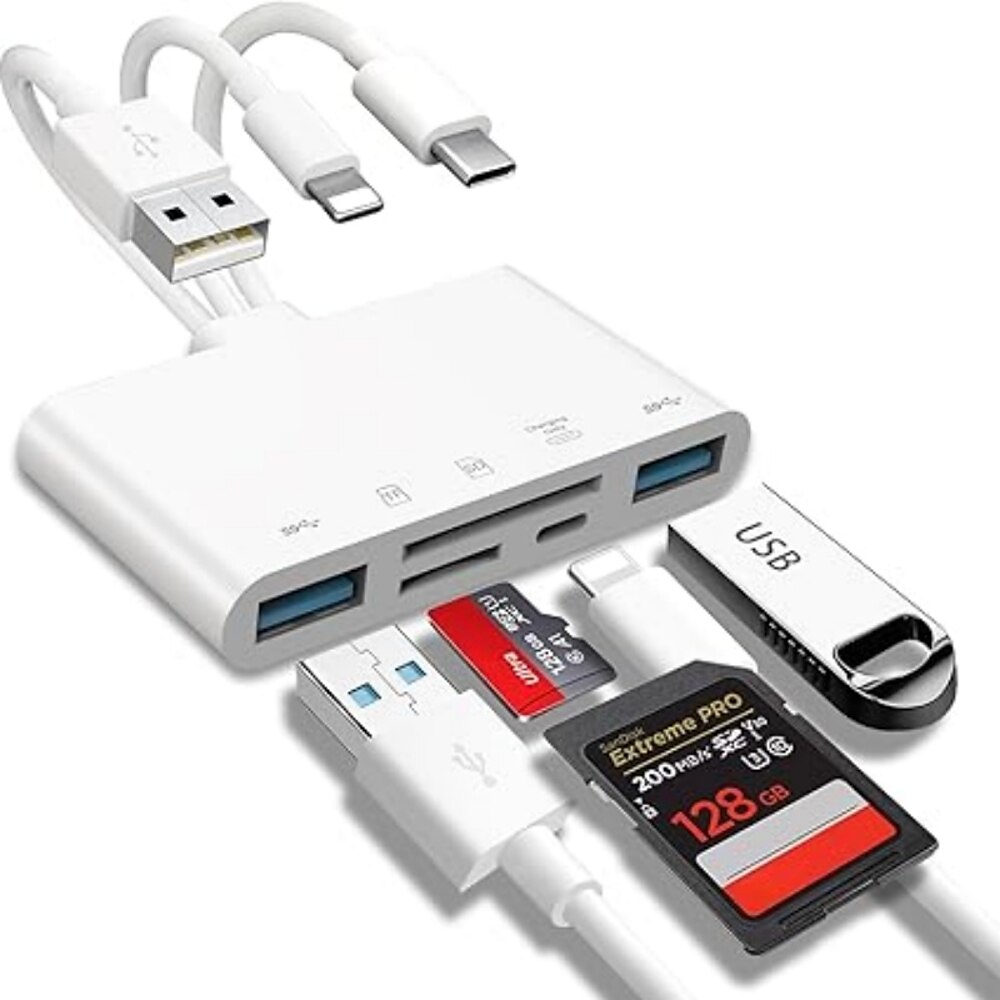 5-in-1-SD-Kartenleser, USB-Hub für iPhone, iPad, MacBook, USB 3.0 Typ C auf SD-TF-Kartenleser, Flash-Laufwerk, OTG-Adapter Lightinthebox