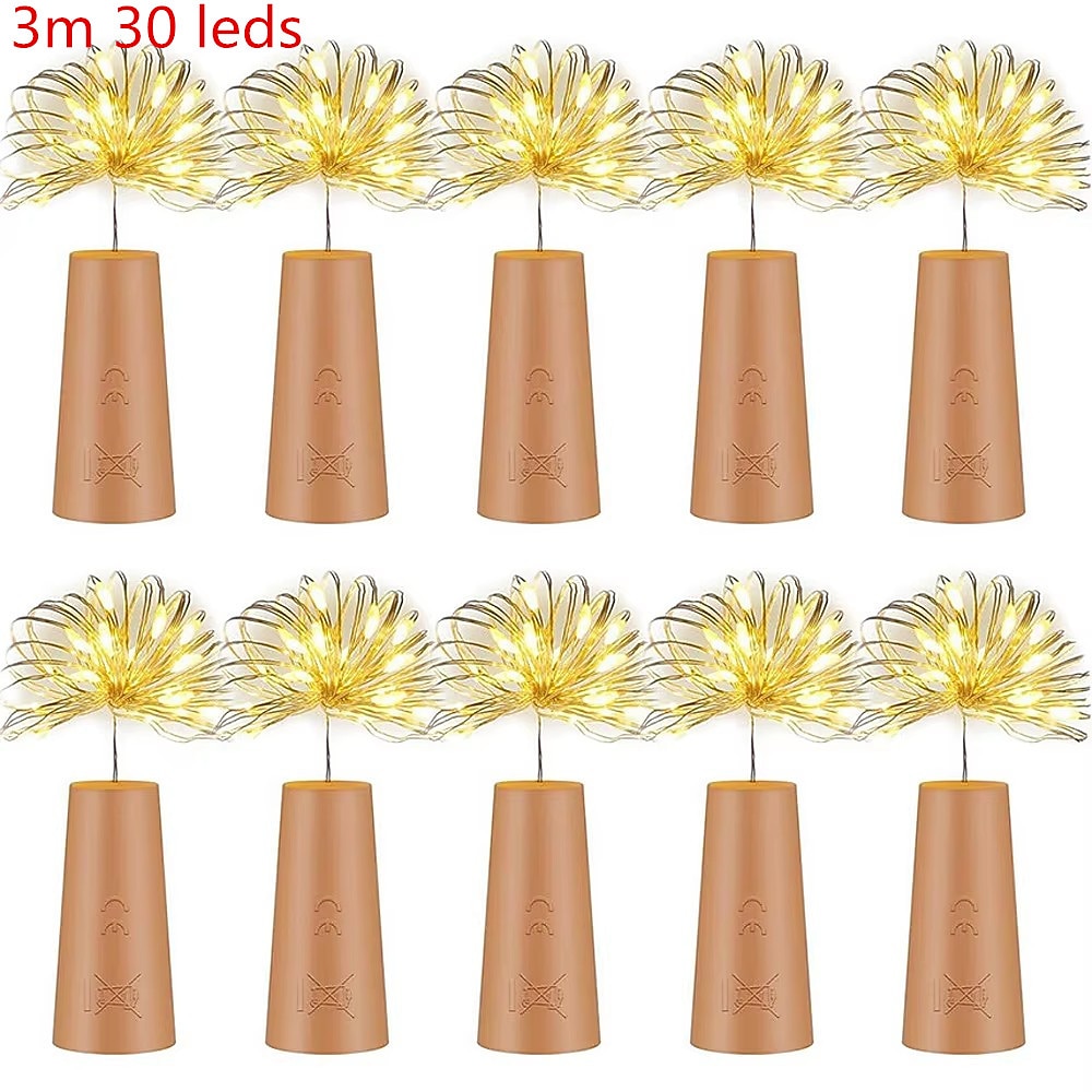 10 stücke bar led wein flasche kork 3m string lichter weihnachten dekoration led lampe fee lichter urlaub kupfer draht lichter string Lightinthebox