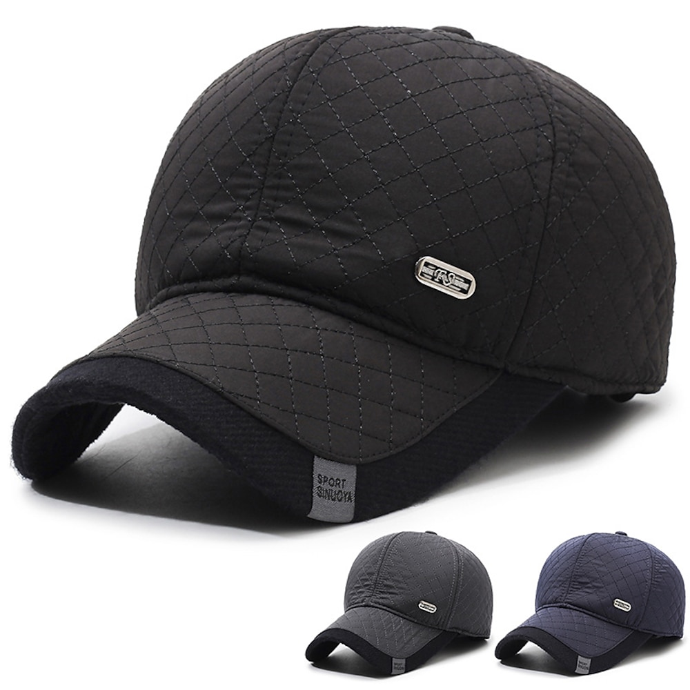 Herren Wintermützen Warme Wintermütze Winter-Baseball-Cap mit Ohrenklappen Winter-Baseballmütze Schwarz Dunkelmarine Polyester Einstellbar Modisch Moderne zeitgenössische Freizeitskleidung Festival Lightinthebox