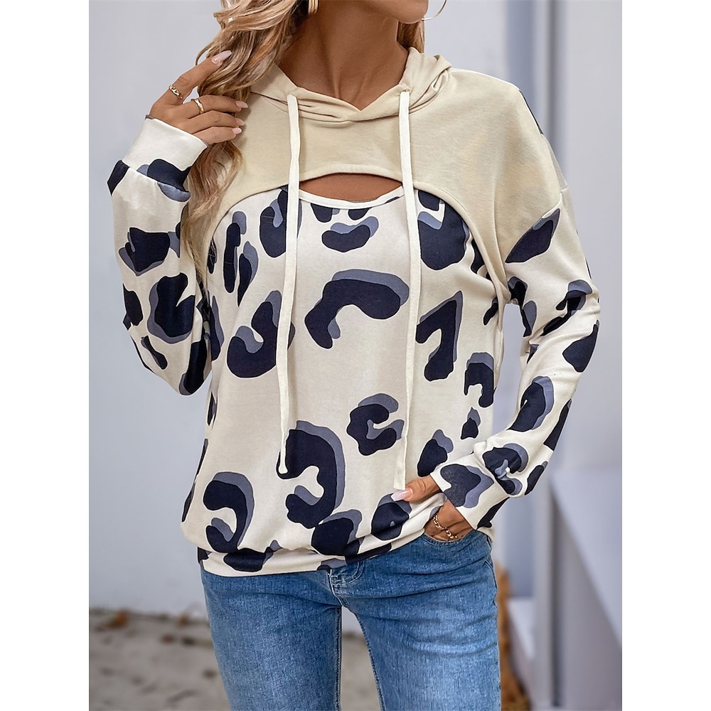 Damen Hoodie Sweatshirt Kapuze Polyester Graphic Heim Party Patchwork Sport Brautkleider schlicht Mit Kapuze Langarm Mikro-elastisch Herbst Winter Lightinthebox