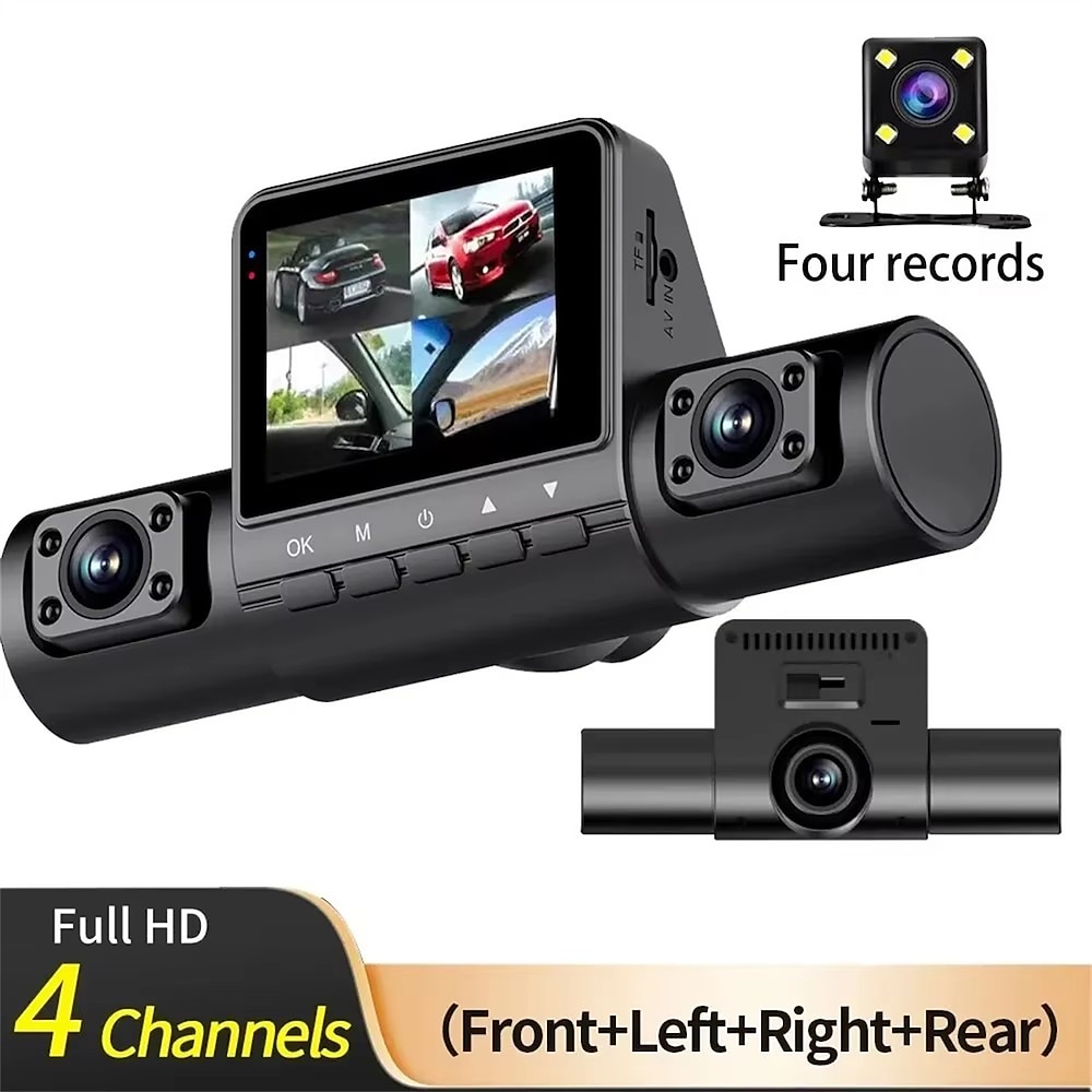 Dashcam 4-Kanal 1080p Fahrrekorder HD1080p Front-Innen-Rückansicht Infrarot-Nachtsicht Auto-Lade-Rückfahrkamera Lightinthebox