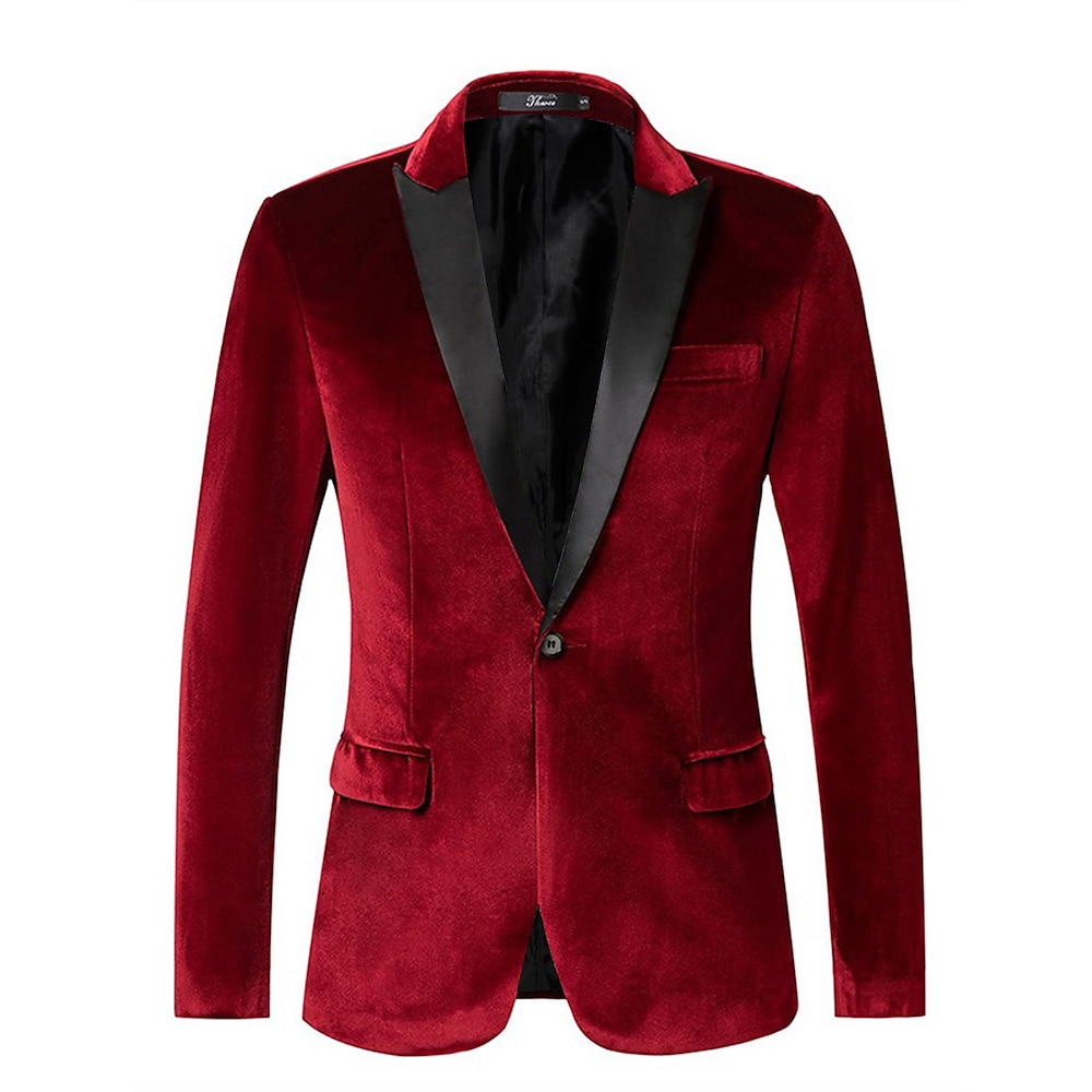 Herren Partyjacke Blazer grün rot Samt warm Winter Frühlingamp;Herbstmantel einfarbiger einreihiger Blazer mit einem Knopf Lightinthebox