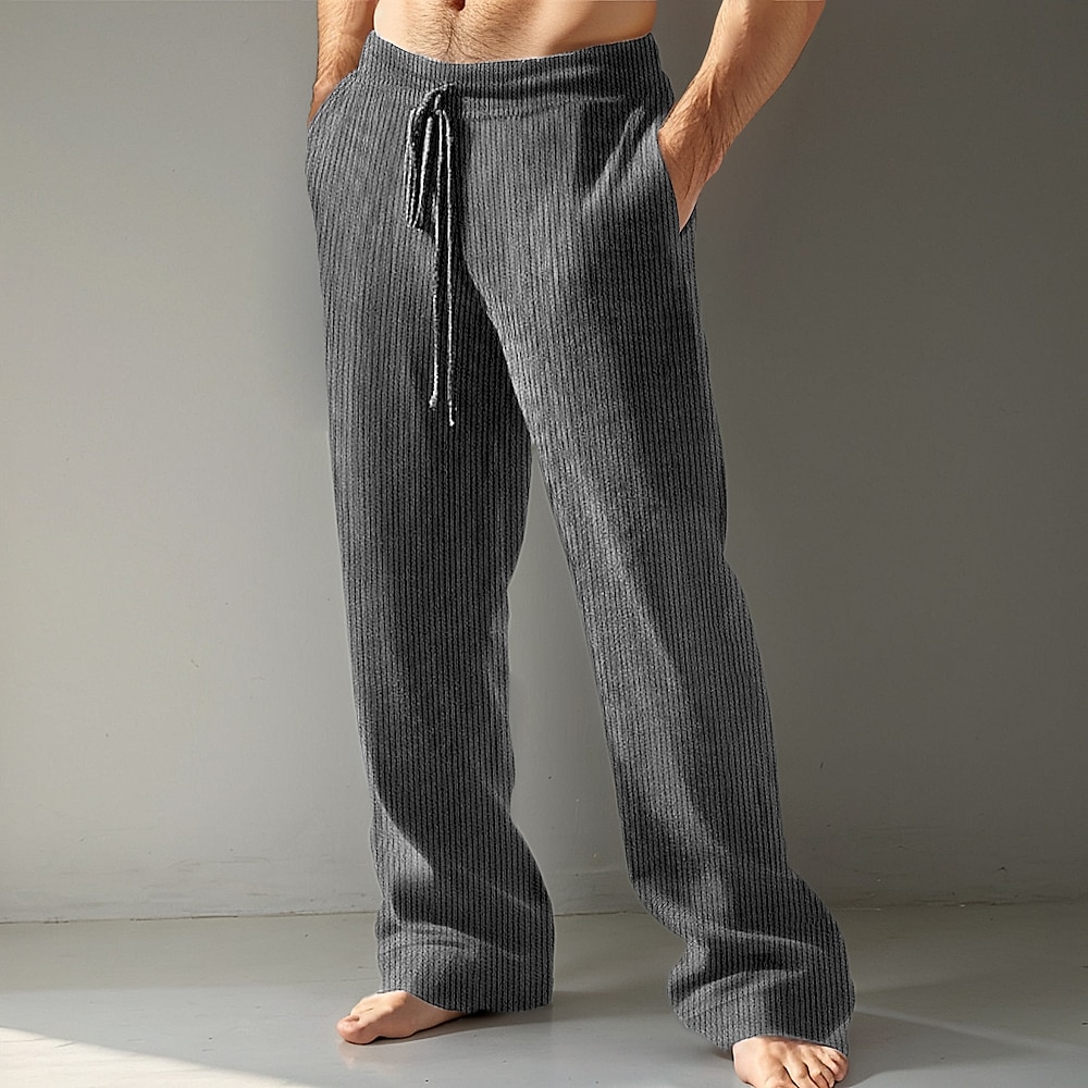 Herren Jogginghose Trainingshose Hose Hosen Freizeithose Kordelzug Elastische Taille Gerade geschnitten Glatt Komfort Warm In voller Länge Outdoor Heim Casual Urlaub Sport Weiß Marineblau elastisch Lightinthebox