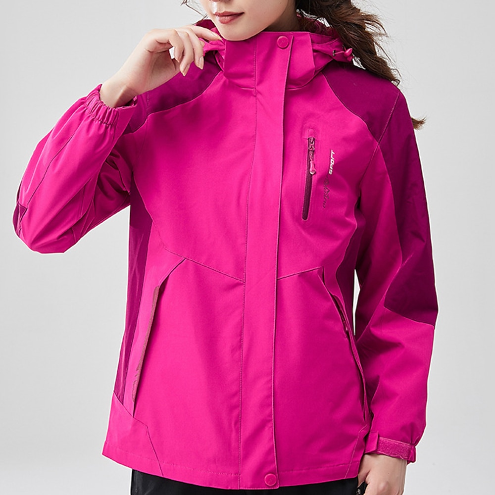 Damen Wanderjacke Winter Draussen Farbblock Fleece-Futter Windundurchlässig Wasserdicht 3-in-1-Jacke Vliesjacken Windbreaker-Jacke Reisen Rosa Violett Purpur Orange Rosenrot Lightinthebox