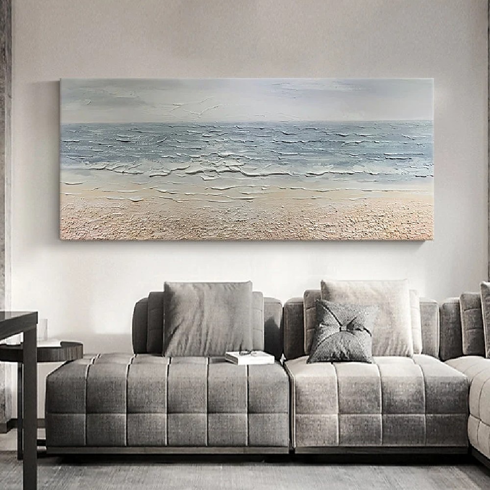 großes 3D-Wellengemälde, handgemachtes blaues Ozean-Ölgemälde auf Leinwand, Acryl-Meereslandschaft, Wandkunst, Pattle Knife-Wellen-Meeresgemälde, modernes Strandgemälde fürs Wohnzimmer. Lightinthebox