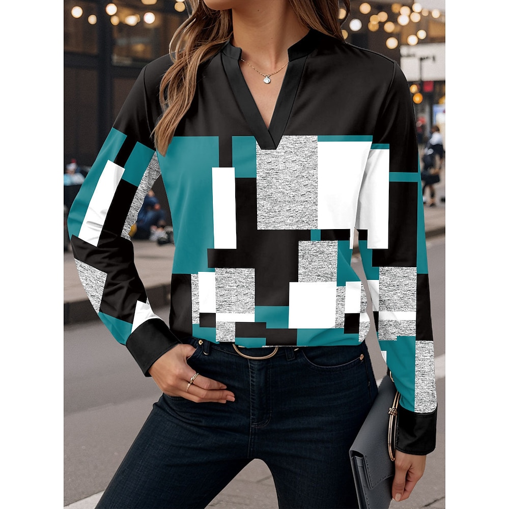 Damen Bluse Arbeit Täglich Modern Brautkleider schlicht Langarm Blau Herbst Winter Lightinthebox