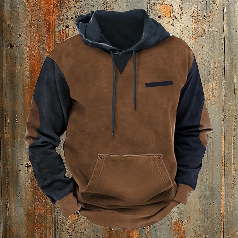 Herren Hoodie Sweatshirt Kapuze Sweatshirt Pullover Zur Seite fahren Wein Braun Grün Grau Mit Kapuze Glatt Tasche Arbeit Sport Natur Casual Aktiv Vintage Cool Frühling Herbst Bekleidung Lightinthebox