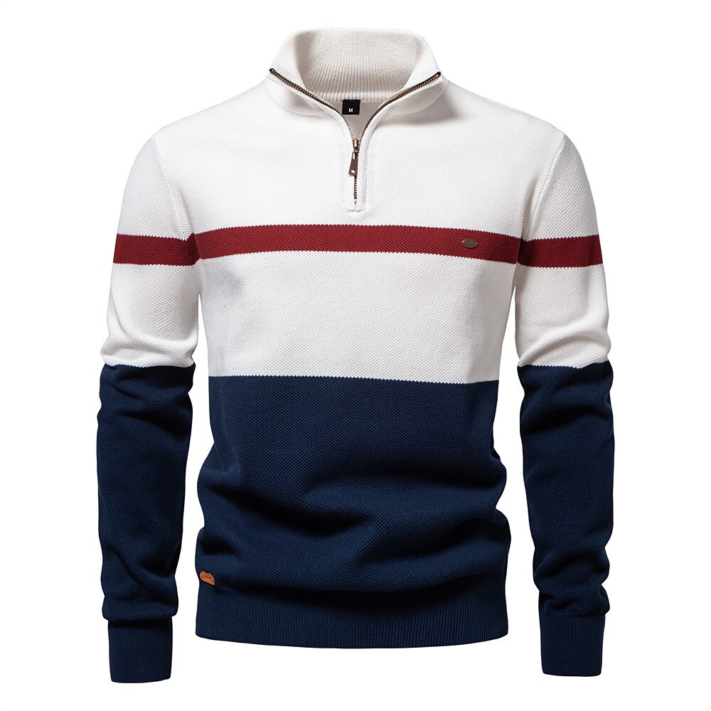 Herren Pullover Strickware Gerippt Stricken Normale Oberteile Umlegekragen Casual Bekleidung Frühling Herbst Weiß Grün S M L Lightinthebox