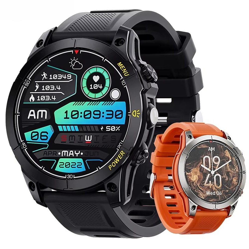 AW45 Smart Watch Herren 1,39 Zoll Outdoor Taschenlampe Kompass Bluetooth Anruf Militär 430mAh Akku NFC Smartwatch Lightinthebox