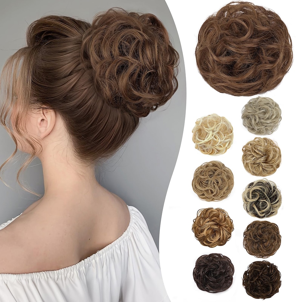 Messy Bun Haarteil gewellte lockige Haargummis mit flauschigen Chignon Pferdeschwanz Haarteile für Frauen und Mädchen Hochsteckfrisuren Lightinthebox