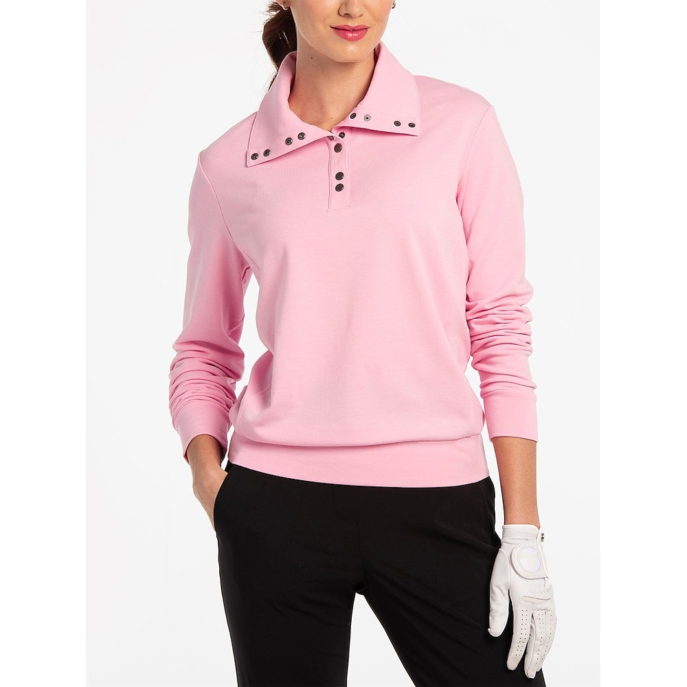 Damen Pullover Sweatshirt Schwarz Weiß Rosa Langarm Shirt Damen-Golfkleidung, Kleidung, Outfits, Kleidung Lightinthebox