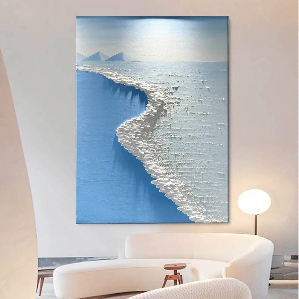 3D Textur Seestück Malerei handgemachte weiße Ozean Welle Kunst Malerei Strand abstrakte Malerei weiße Wand Kunst braun 3D Textur Malerei braun Strand Ölgemälde Wand Kunst moderne Pastell Zimmer Dekor Lightinthebox