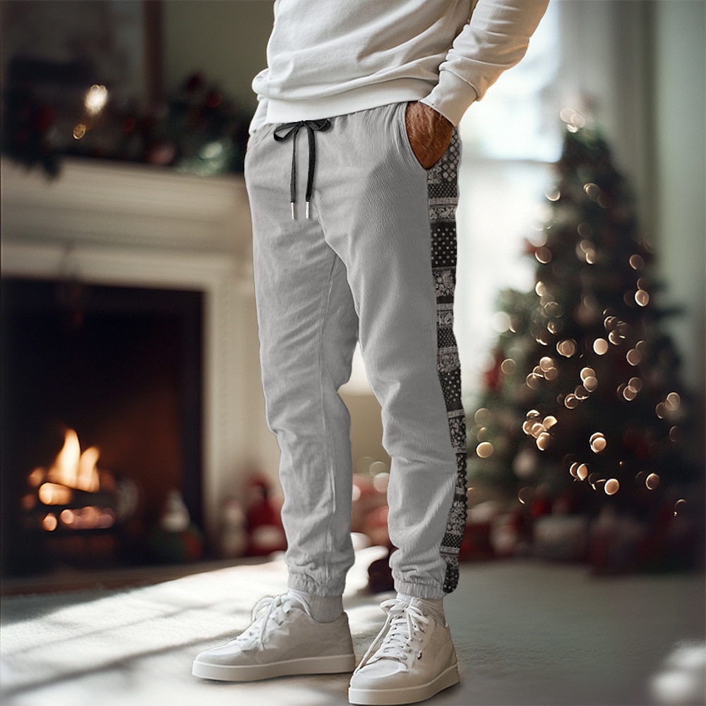 Herren Jogginghose Jogger Cordhose Freizeithose Tasche Kordelzug Farbblock Komfort Party Weihnachten Outdoor Strassenmode Stilvoll Marineblau Dunkelgray Mikro-elastisch Lightinthebox