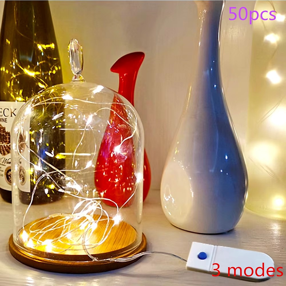 50 stücke 3 modi kupferdraht led lichterkette mini girlande 2m cr2032 batterie lichterkette weihnachtsbaum neue jahr hochzeit party geschenk dekor Lightinthebox