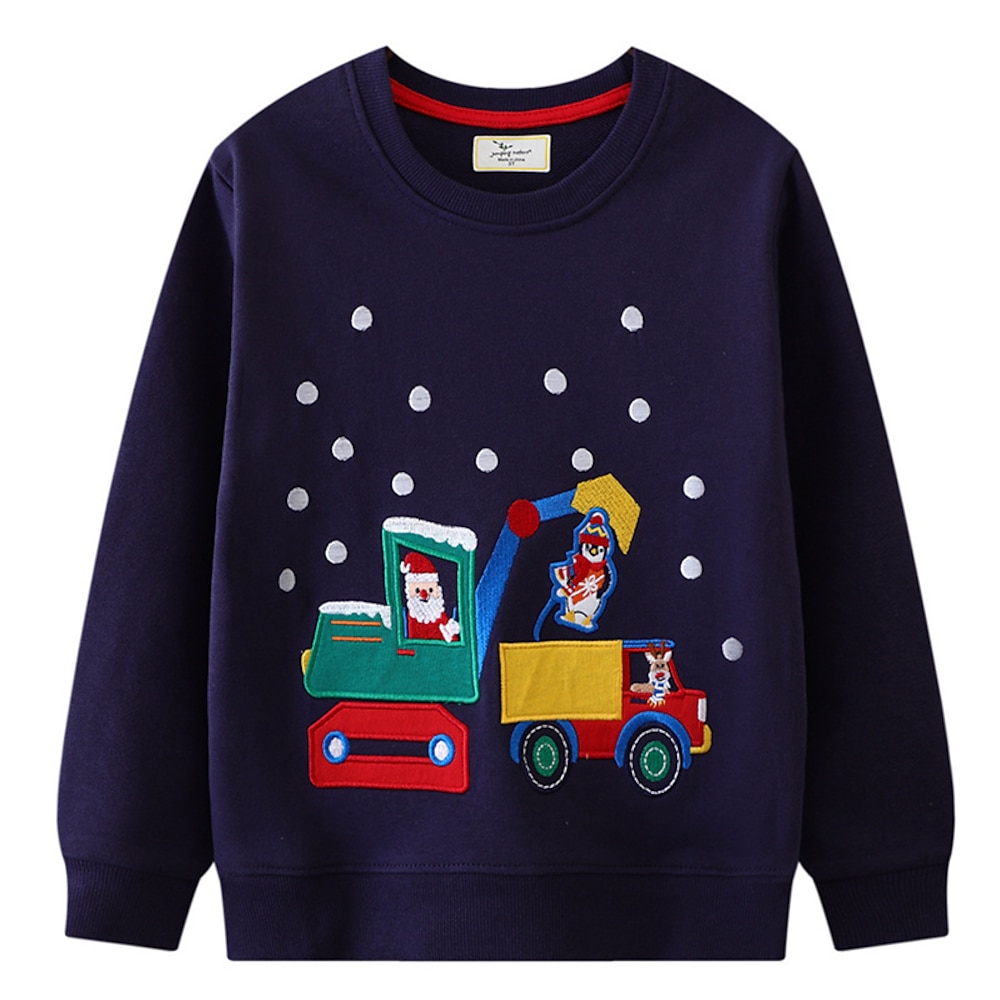 kinderkleidung Jungen Weihnachts-Sweatshirt Pullover Karikatur Weihnachtsmann Langarm Rundhalsausschnitt Frühling Herbst Modisch Täglich Baumwolle Weihnachten Outdoor Casual Lightinthebox