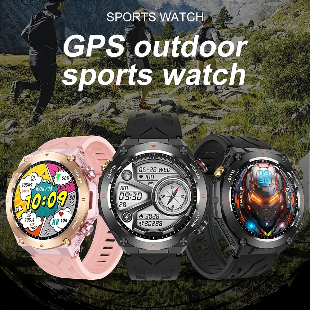 KC82 Smart Watch Männer GPS-Tracking Outdoor-Sport AI Voice Bluetooth Anruf Höhe Luftdruck Kompass 650mAh Akku Smartwatch Lightinthebox