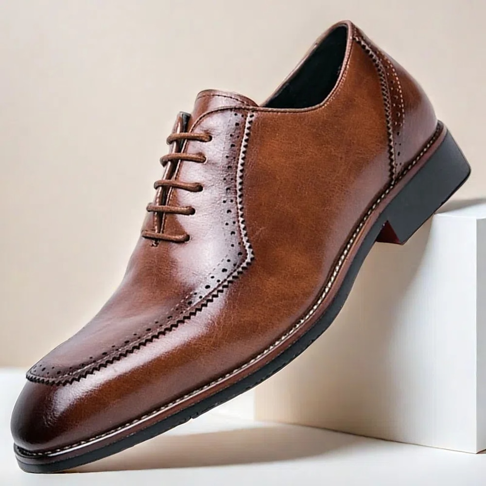 klassische braune Oxford-Schuhe für Herren mit Brogue-Details - elegantes, formelles Schuhwerk für Business und Veranstaltungen Lightinthebox