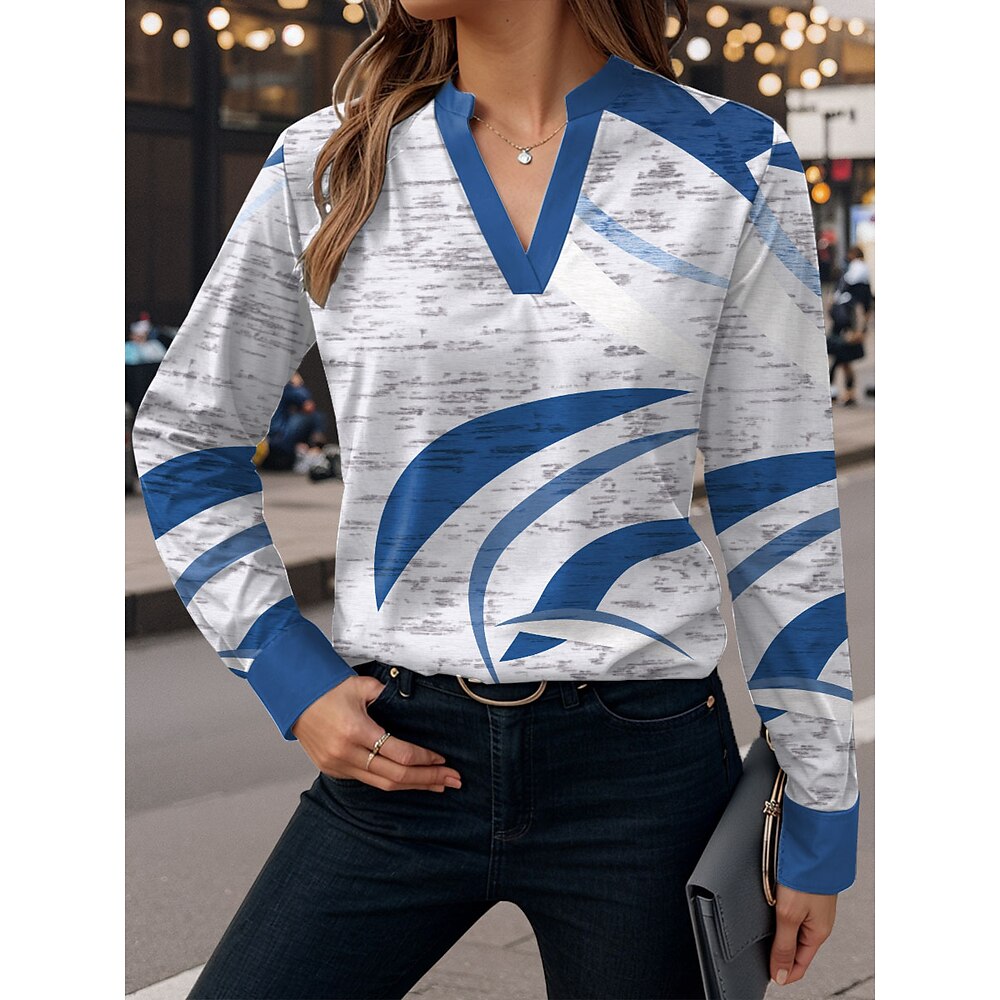 Damen Bluse Arbeit Täglich Modern Brautkleider schlicht Langarm Blau Herbst Winter Lightinthebox