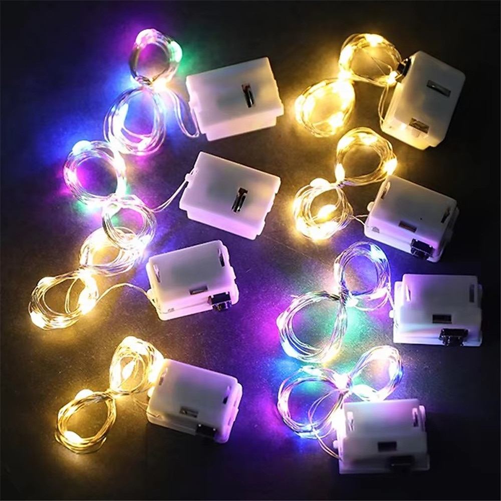 Led märchen lampe batterie betrieben string licht 1m 2m 20 led mini string licht wasserdicht für hochzeit party diy schlafzimmer decor 100 stücke 60 stücke Lightinthebox