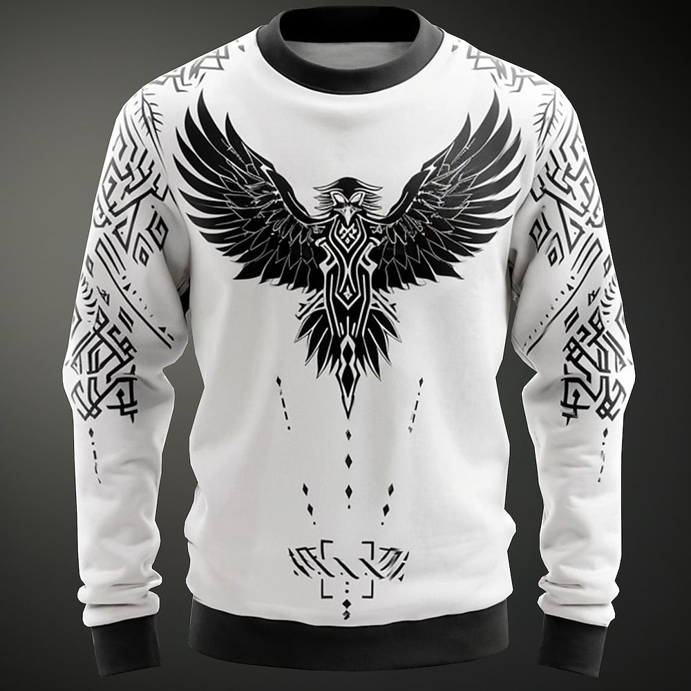 Herren Adler Pullover Sweatshirt Pullover Sweatshirt mit Kapuze Rundhalsausschnitt Modisch 3d Drucken Sports Outdoor Festtage Weiß Rundhalsausschnitt Winter Frühling Herbst Designer Lightinthebox