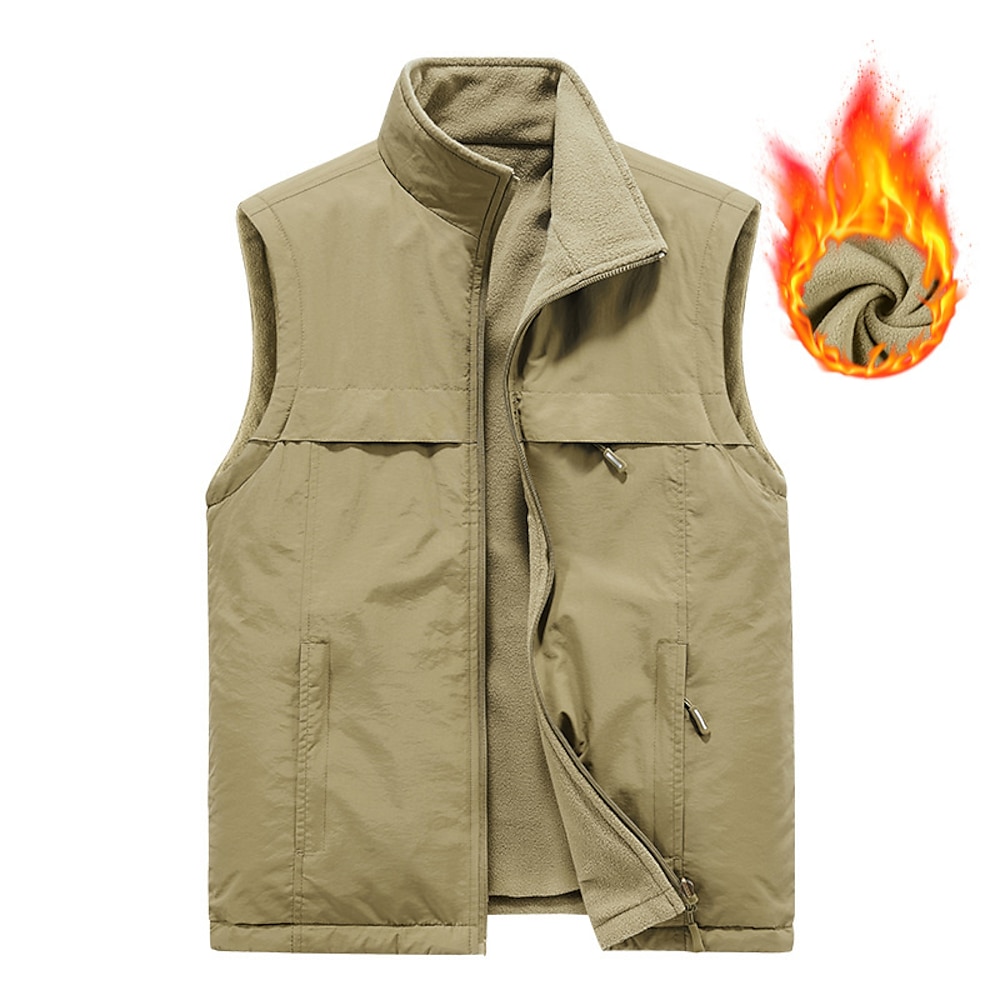 Herren Weste für Wanderer Wander-Fleeceweste Ärmellos Weste Außen warm Fleece-Futter Komfortabel Winter Mehrere Taschen Polyester Schwarz Armeegrün Khaki Jagd Angeln Klettern Lightinthebox