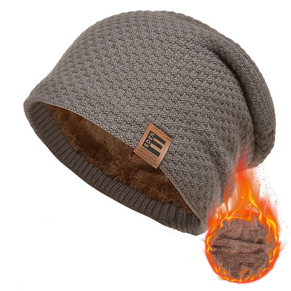 Herren Beanie Mütze Wintermützen Cap Flügelärmel Bündchen stricken Schwarz Wein Acrylfasern Strick Vlies Stilvoll Traditionell-Klassisch Outdoorbekleidung Casual Glatt Warm Lightinthebox