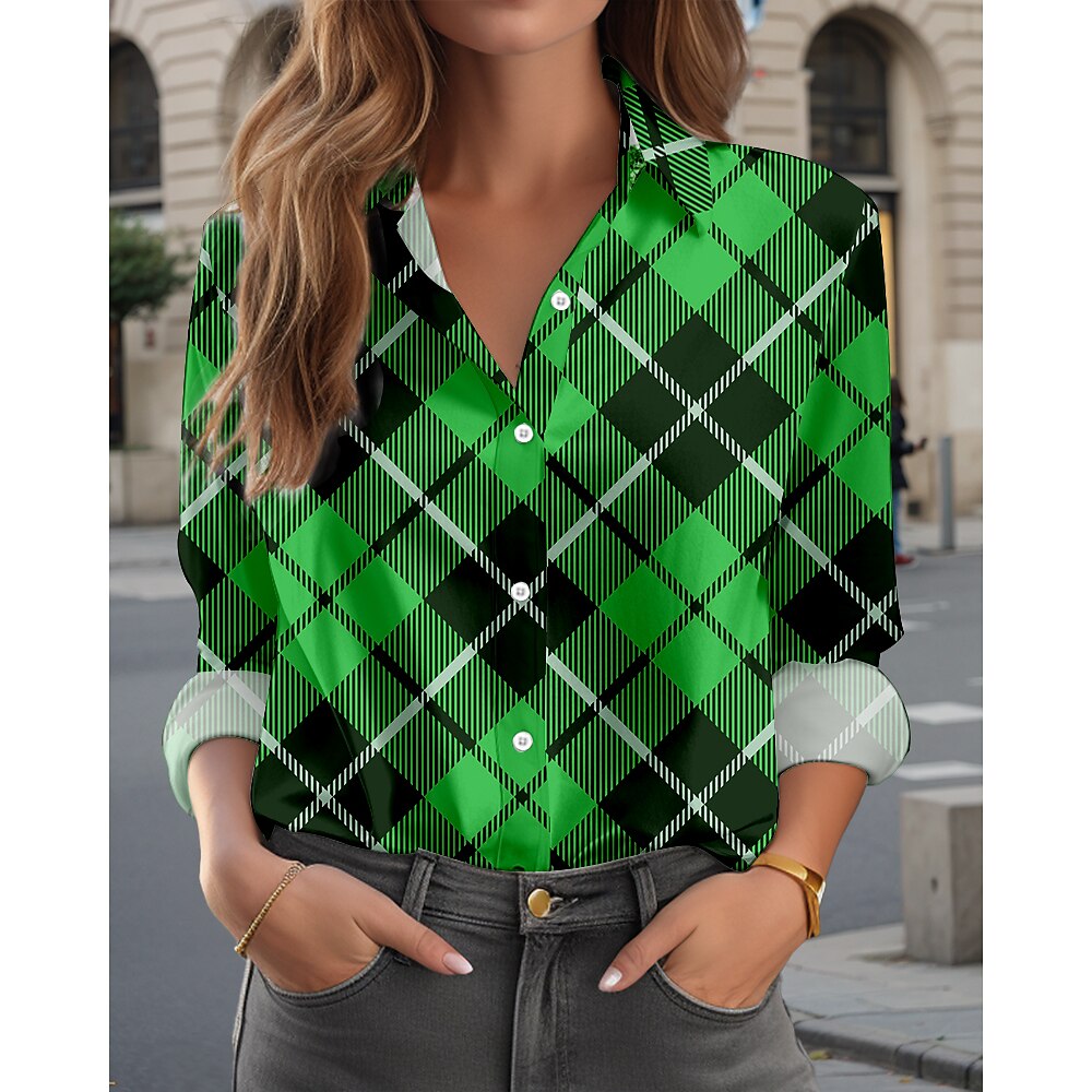 Damen St. Patrick's Day Shirt Arbeit Alltag Casual Langarm grün Frühling Herbst Lightinthebox