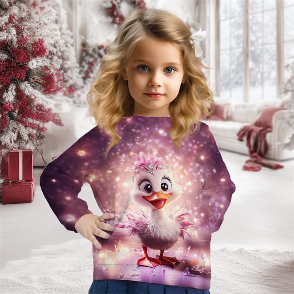 Mädchen 3D Graphic Tier Pullover Langarm Frühling Herbst Modisch Basic kinderkleidung 4-12 Jahre Rundhalsausschnitt Outdoor Casual Täglich Regular Fit Lightinthebox