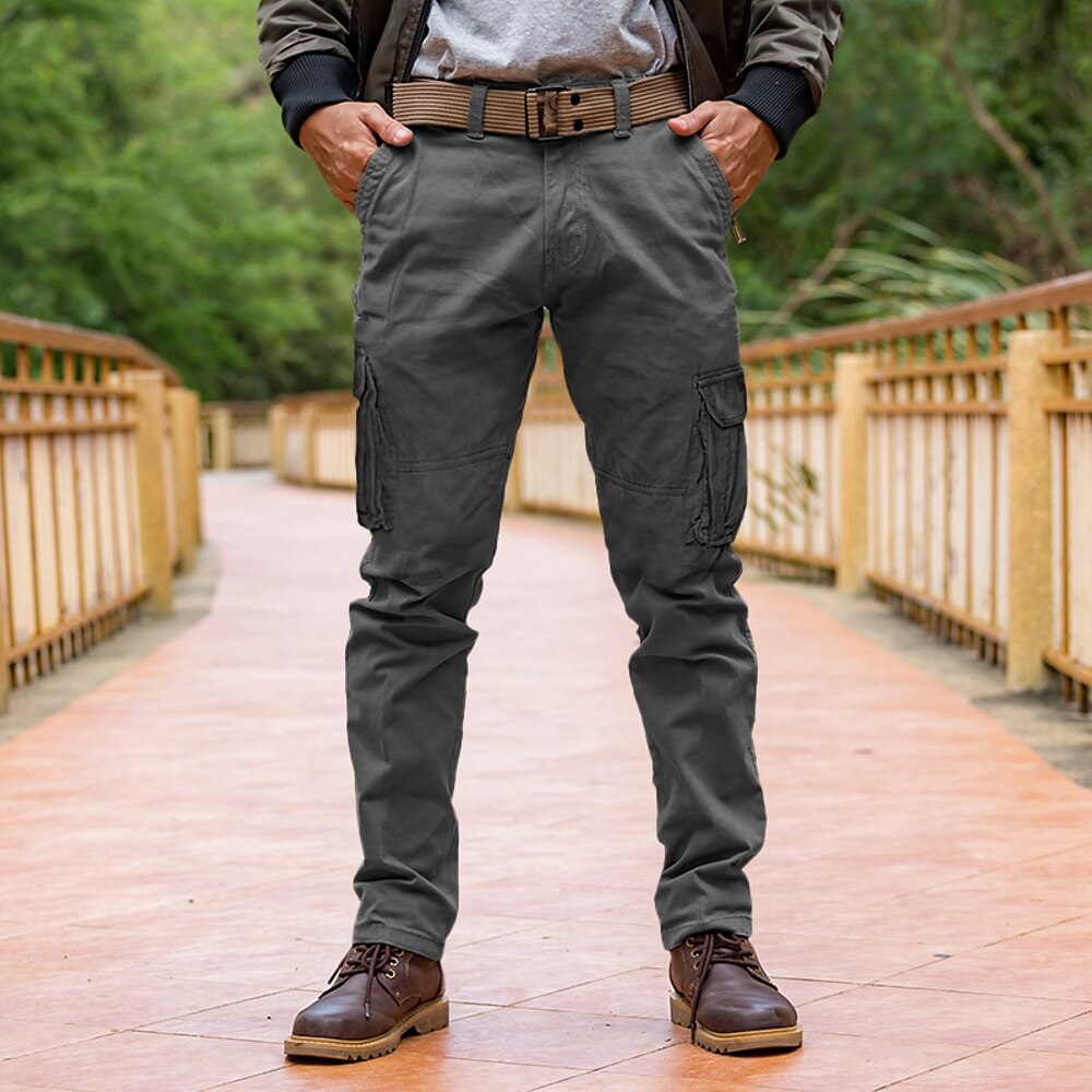 Herren Cargohose Cargohosen Cargohose Hose Hosen Freizeithose Multi Pocket Gerade geschnitten Glatt Komfort Weich In voller Länge Outdoor Täglich Campen und Wandern Modisch Strassenmode Schwarz Lightinthebox