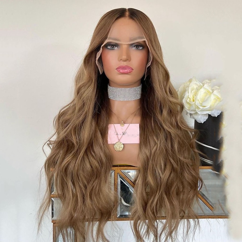 Unverarbeitetes reines Haar 5x5 Verschluss 13x4 Spitzenfront Perücke Freier Teil Brasilianisches Haar Wellen Braun Perücke 130% 150% Haardichte mit Babyhaar Gefärbte Haarspitzen (Ombré Hair) 100 Lightinthebox